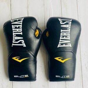 EVERLAST Elite Black Prostyle Training Gloves with Yellow Accents NWT